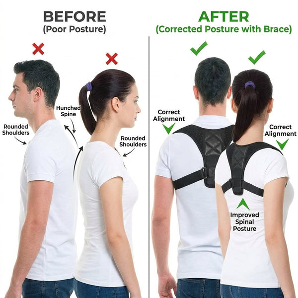 Portable Posture Corrector Belt Black Durable for Men Women