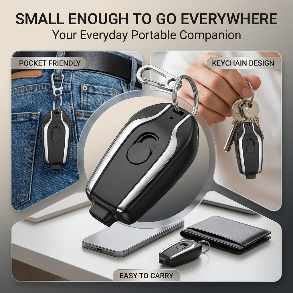 Ultra-Light Retractable Power Bank Black 1.4oz ABS