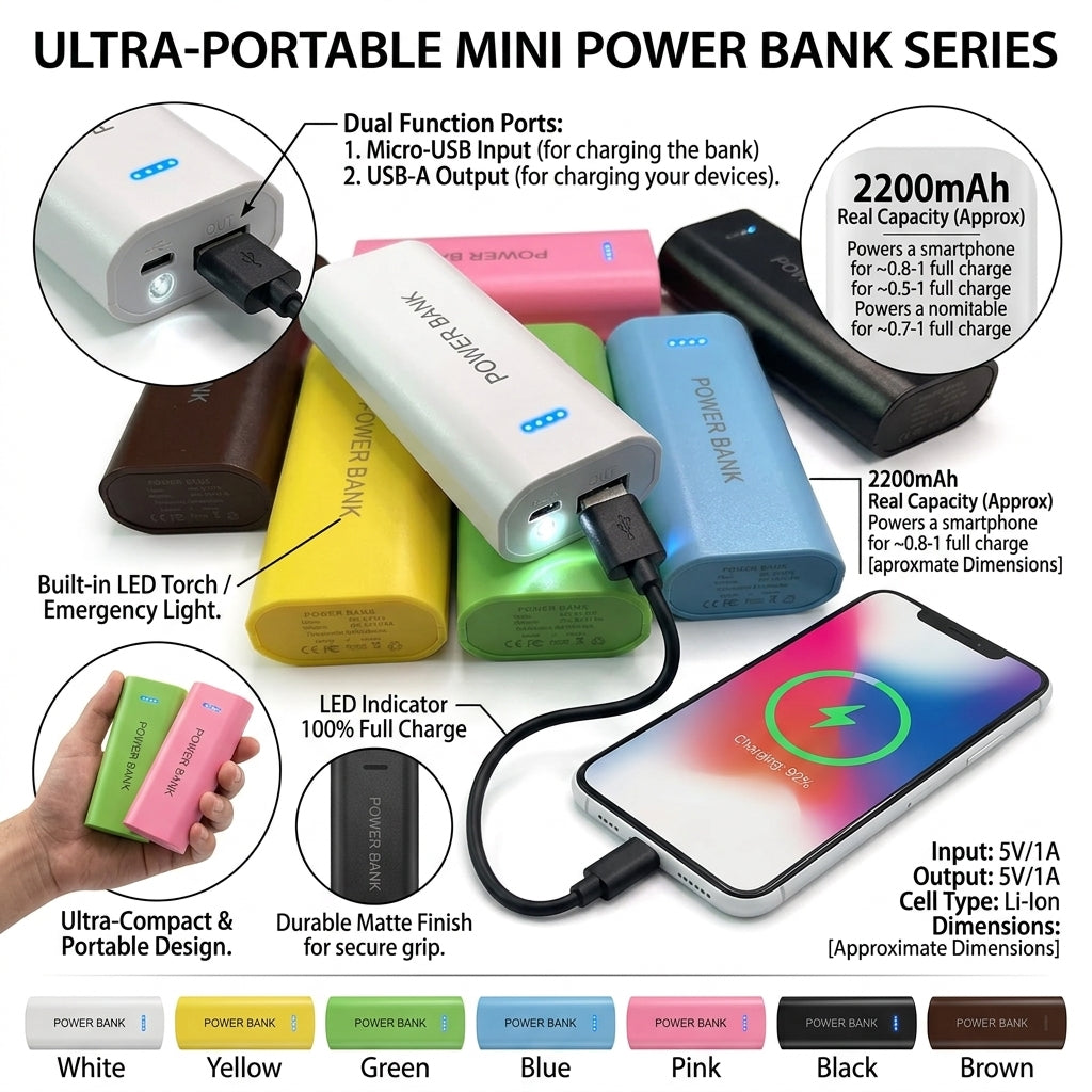 2-Section 18650 Power Bank with Detachable Back Cover
