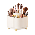 360° Rotating Makeup Organizer - 1pc Plastic Cosmetic Storage with 5 Compartments